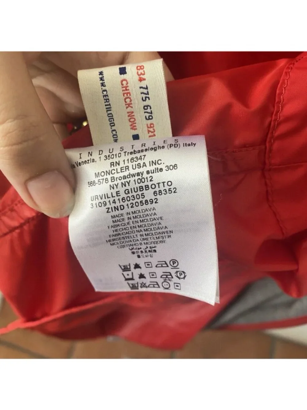 MONCLER Men’s Jacket Red Urville Giubutto Nylon Windbreaker Casual Zip Up Size 3
